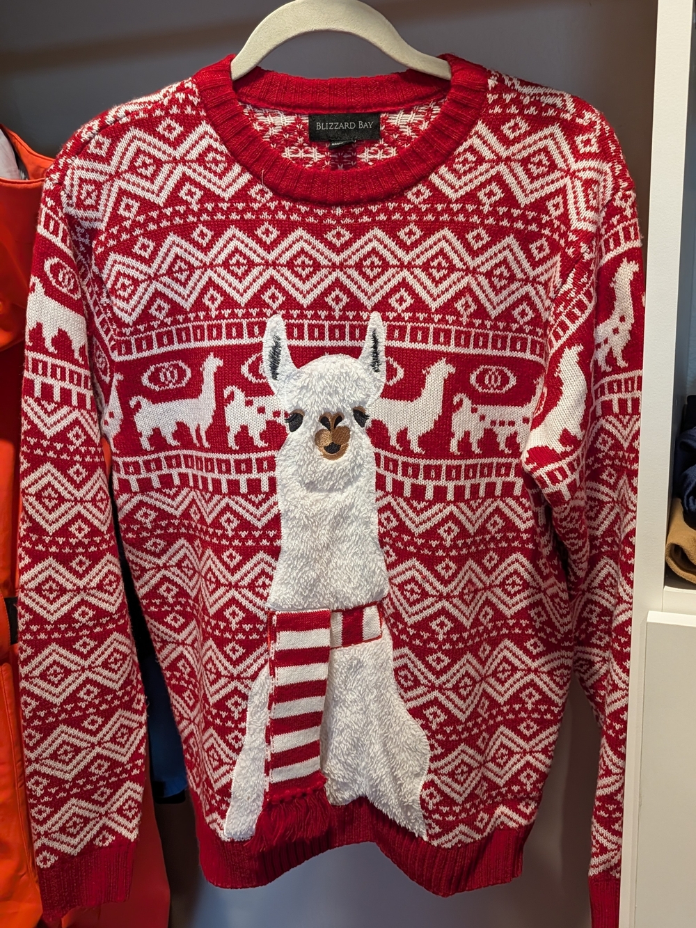 Men's Ugly Christmas Knit Sweater With Llama On It Size M